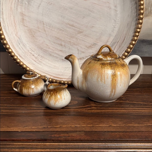 Douglas Ferguson Pigeon Forge Pottery Other - Vintage Douglas Ferguson Pigeon Forge Pottery Rustic Tea Set Brown & Cream
